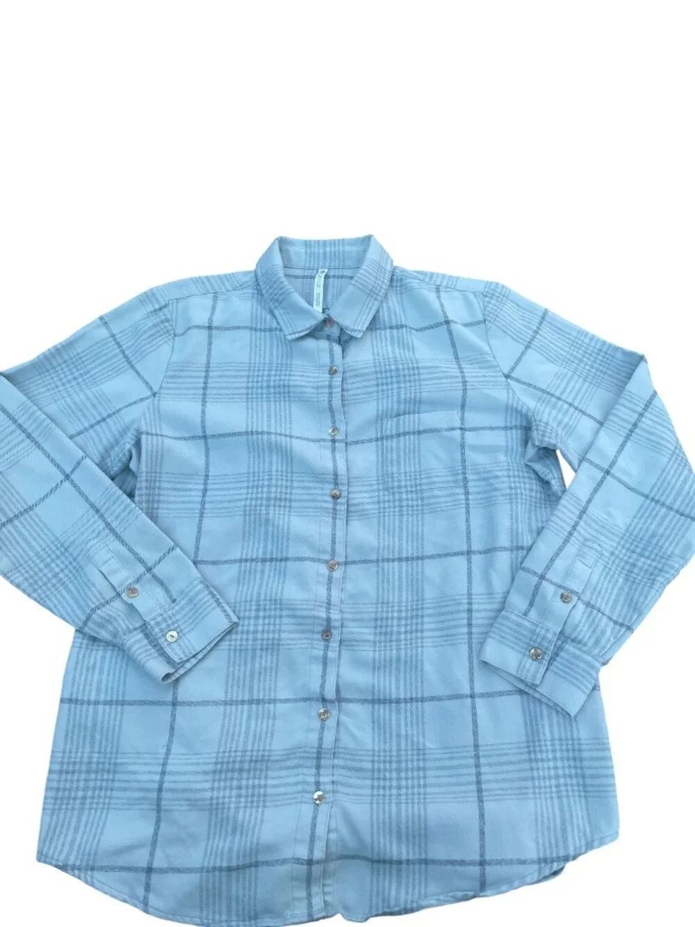 KUHL 8377 Gray Plaid Kamila Flannel Long Sleeve Button Up Shirt Women's Sz M